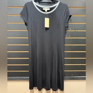 Michael Michael Kors Black Fit & Flare Short Sleeve Dress Size L NWT